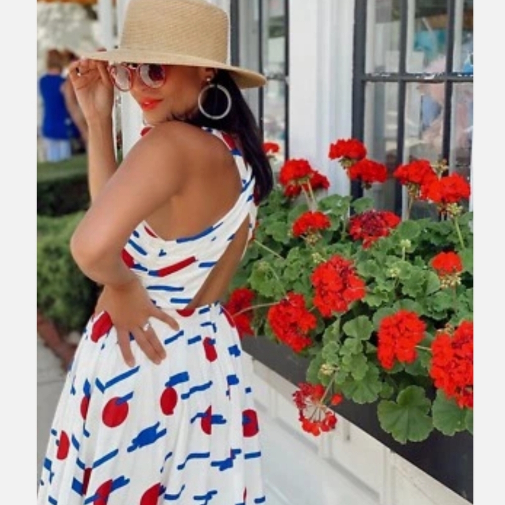 Modcloth Blue and White Sleeveless Sundress